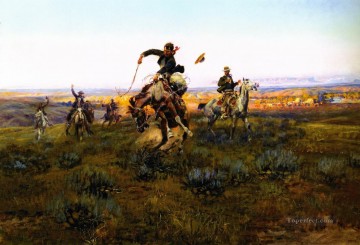 Impresionismo Painting - uno malo 1920 Charles Marion Russell Vaquero de Indiana